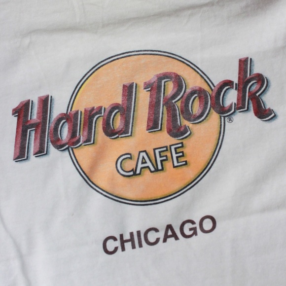 VINTAGE Hard Rock Cafe Chicago White Thrashed Tee - Picture 7 of 11